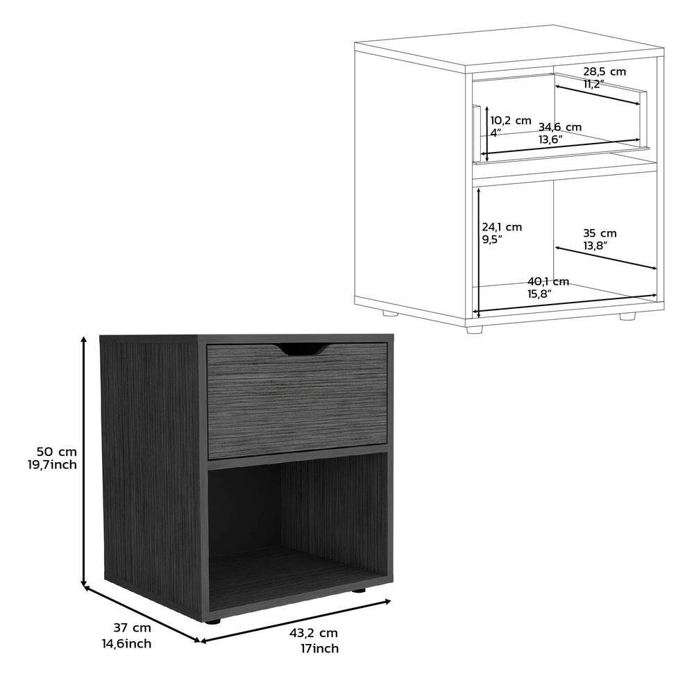 Adak 19.7" H Nightstand End Table with Open Shelf,Ligth Gray