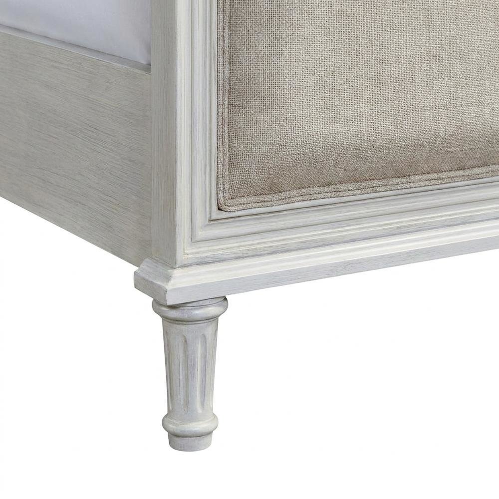Viscose-Upholstered King Platform Bed with Wood Frame, Distressed Finish