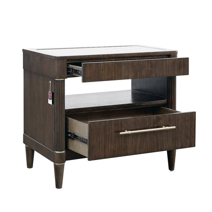 Asher Park Glass Top Bachelor's Chest, Piano Brown Finish