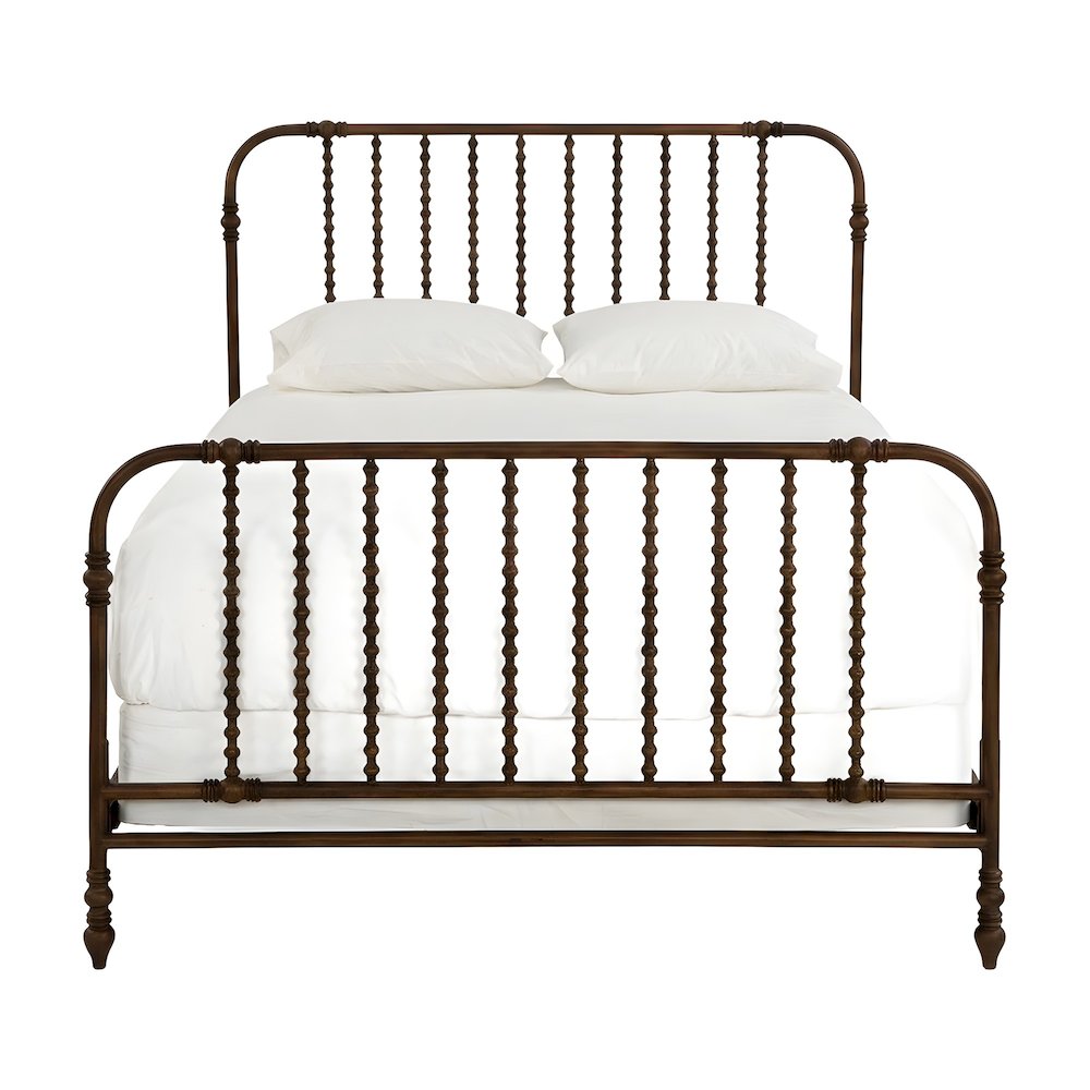 Guest Room Metal Platform Bed with Curved Corners and Distressed Finish