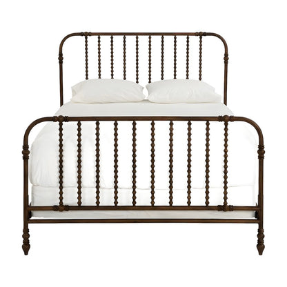 Guest Room Metal Platform Bed with Curved Corners and Distressed Finish