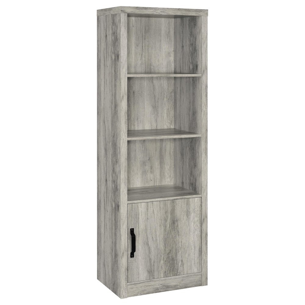 Grey Engineered Wood Media Tower With 3 Shelves, Transitional