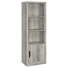 Grey Engineered Wood Media Tower With 3 Shelves, Transitional