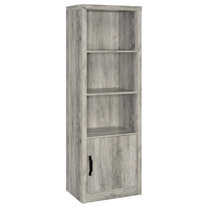 Grey Engineered Wood Media Tower With 3 Shelves, Transitional