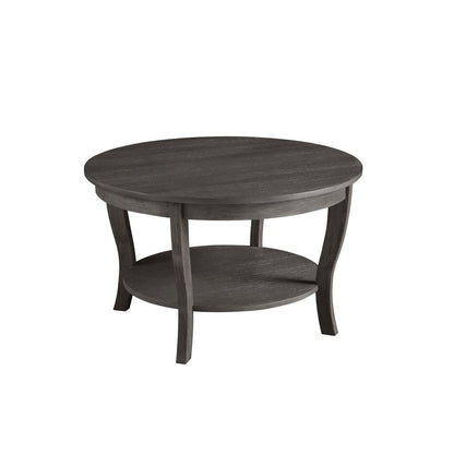 Gray Round Coffee Table with Shelf and Modern Design for Living Room