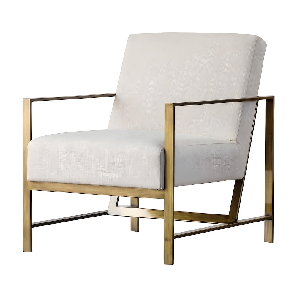Fabric-Upholstered Accent Lounge Chair with Brushed Gold Legs, Shortbread
