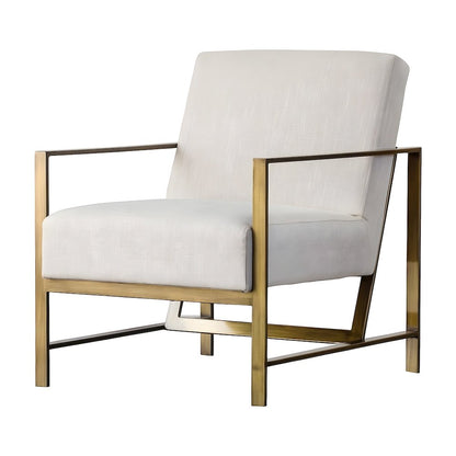Fabric-Upholstered Accent Lounge Chair with Brushed Gold Legs, Shortbread