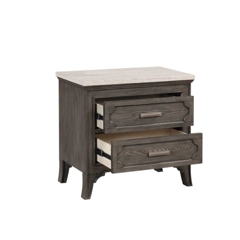 Lisbon Marble Top Nightstand-Gray