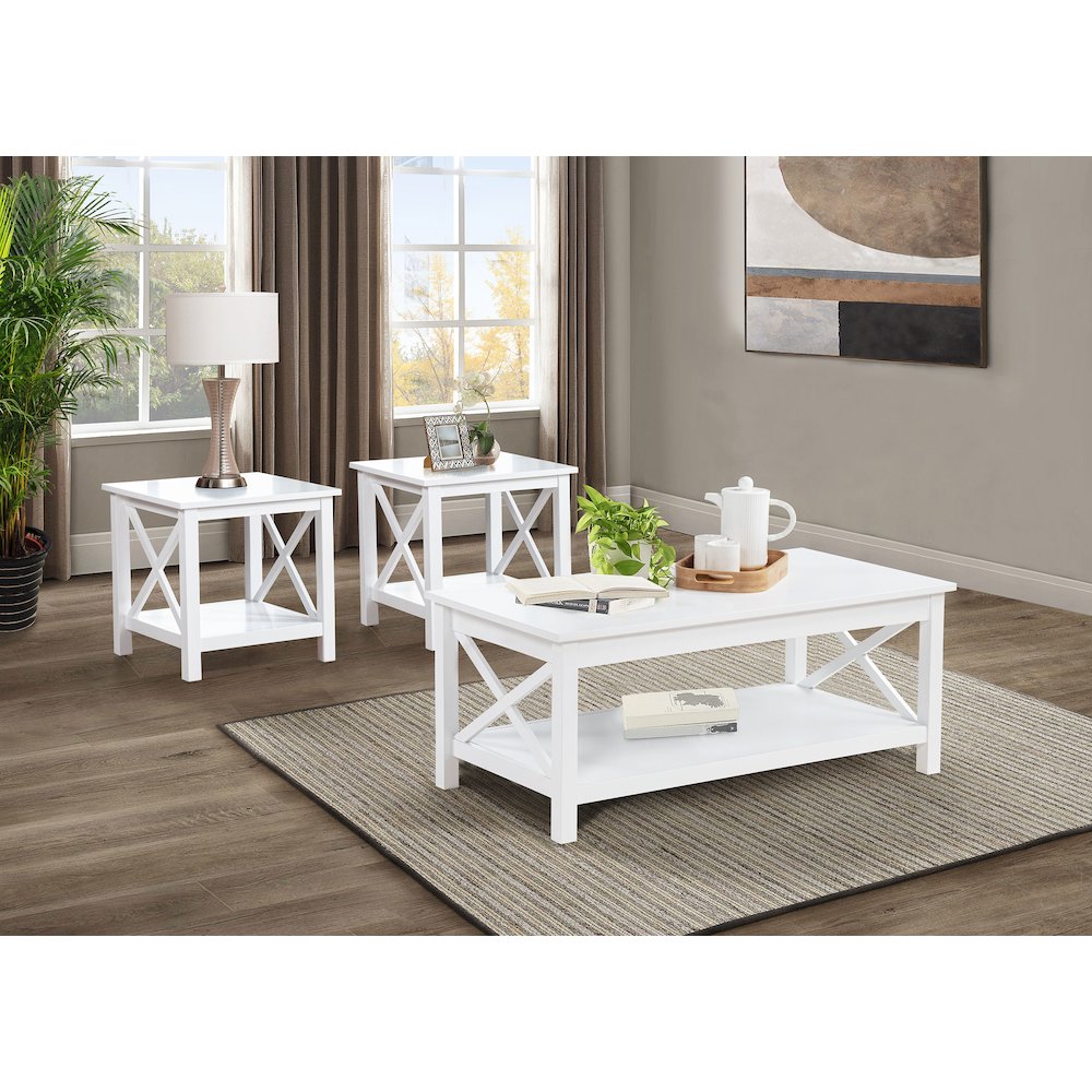 Skyview 3-piece Rectangular Lift Top Coffee Table Set White