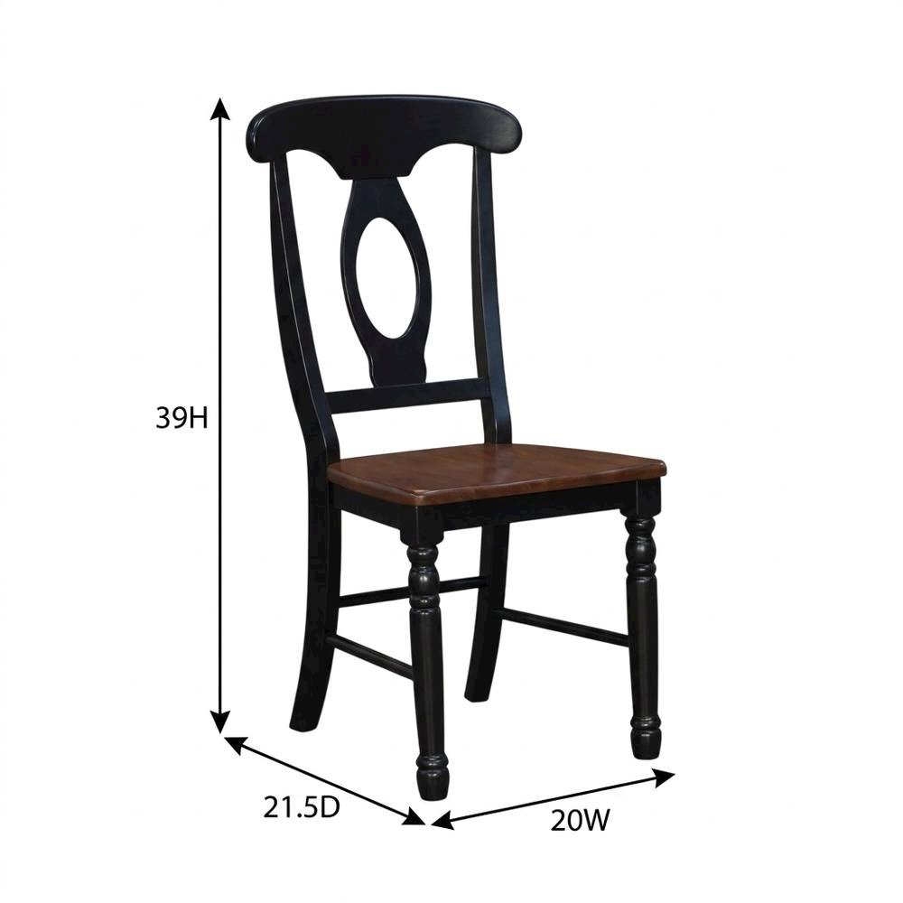 Casual Oak-Black Finish Side Chair with Distressed Look and Solid Rubberwood