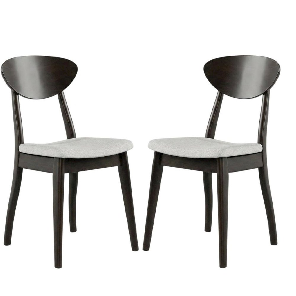 Black Wenge Dining Side Chairs Set of 2 with Solid Wood Design