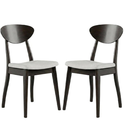 Black Wenge Dining Side Chairs Set of 2 with Solid Wood Design