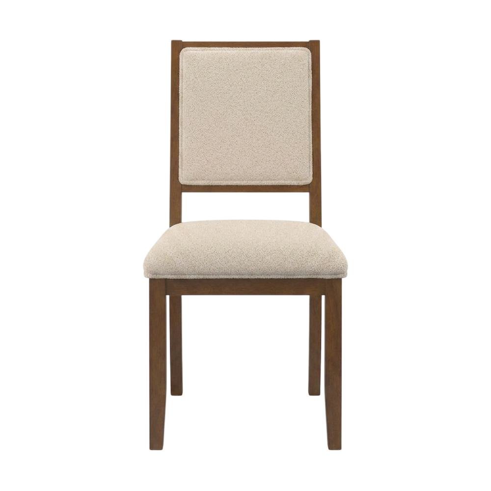Boucle Upholstered Mid-Century Modern Dining Chairs with Walnut Finish, Set of 2