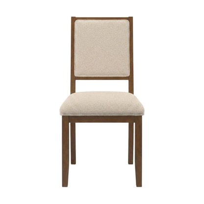 Boucle Upholstered Mid-Century Modern Dining Chairs with Walnut Finish, Set of 2