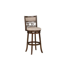 Brown Solid Wood 29" Swivel Bar Stool, Fabric Seat, Sleek Design