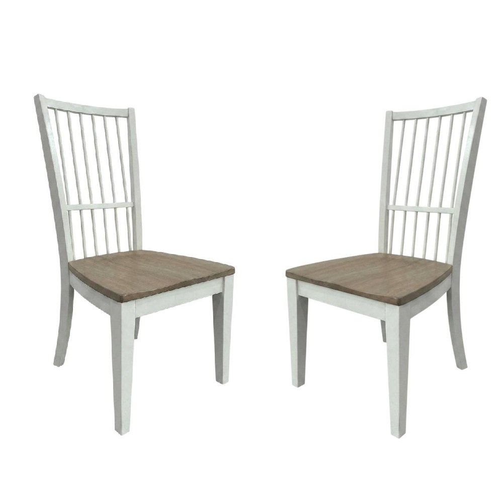 White Spindle Back Dining Chairs in Two-Pack with Classic Style and Comfort