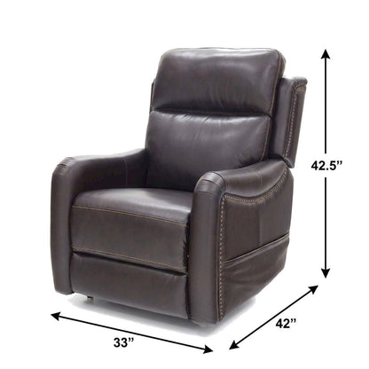Brown Leather Power Lift Recliner with Heat, Power Headrest & Lumbar Support