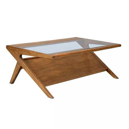 Brown Glass Coffee Table – Elegant Glass Top Coffee Table for Living Room