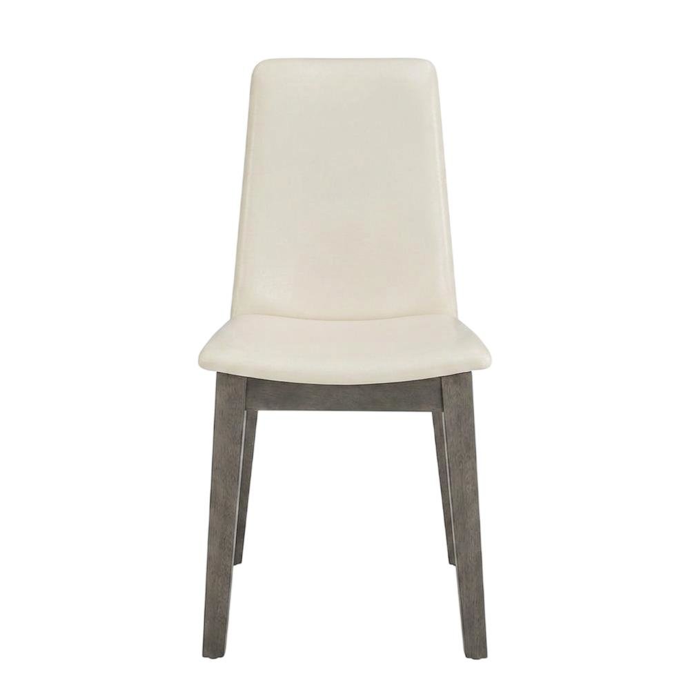 Rubberwood Vegan Leather Dining Chairs, Mid-Century Modern, Set of 2