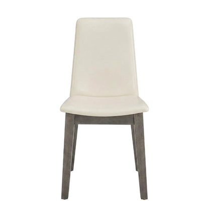 Rubberwood Vegan Leather Dining Chairs, Mid-Century Modern, Set of 2