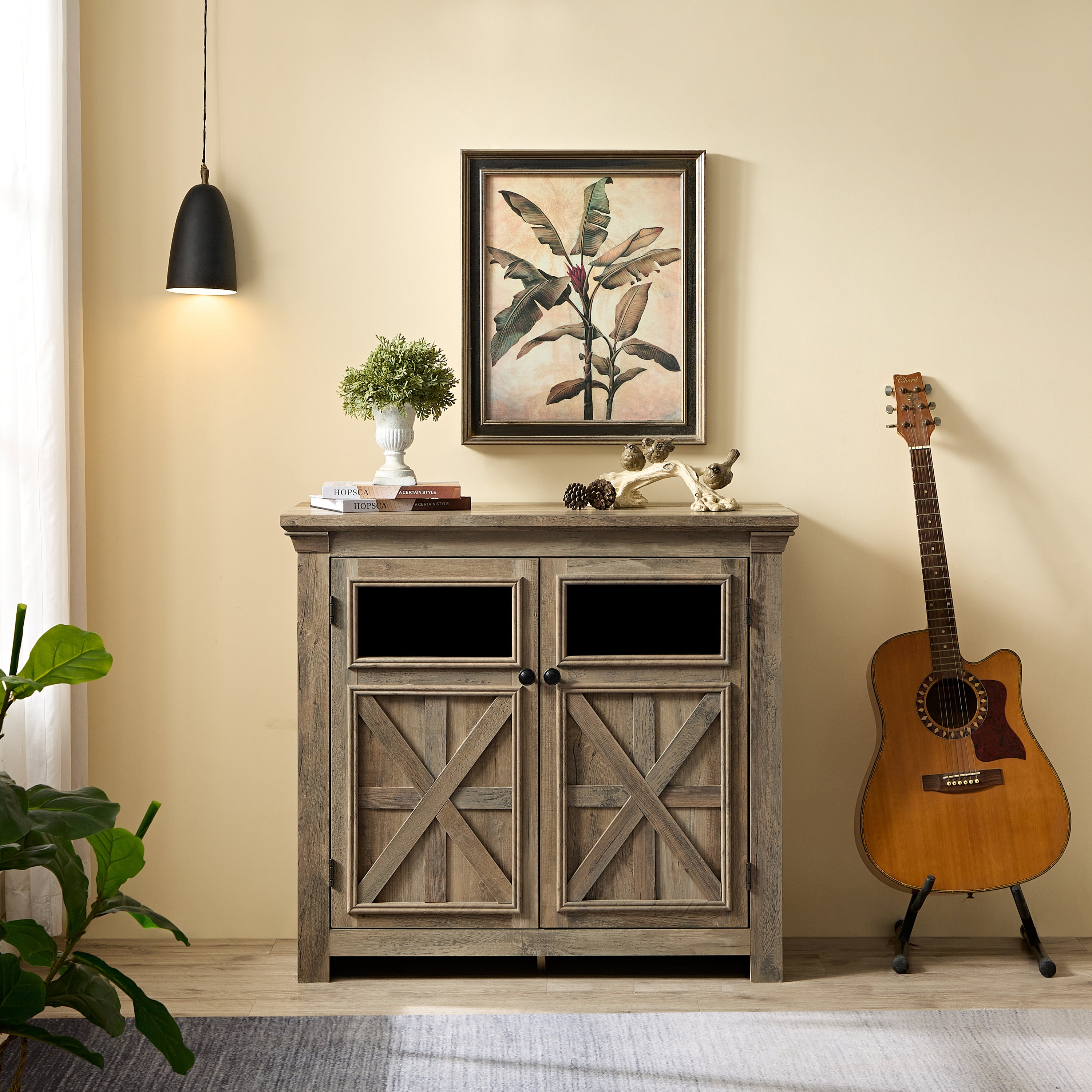 2 Doors Cabinet Large Buffet Sideboard Cabinet, Bar Wine Cabinet for Entryway Living Room Buffet Cabinet Table Coffee Bar Wine Bar Storage Cabinet for Dining Room Gray Wash