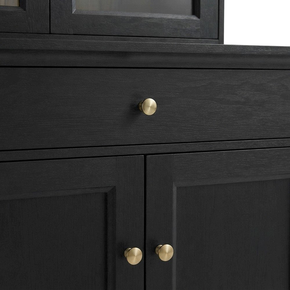Tall Storage Display Cabinet with Glass Doors, Adjustable Shelves and Drawers