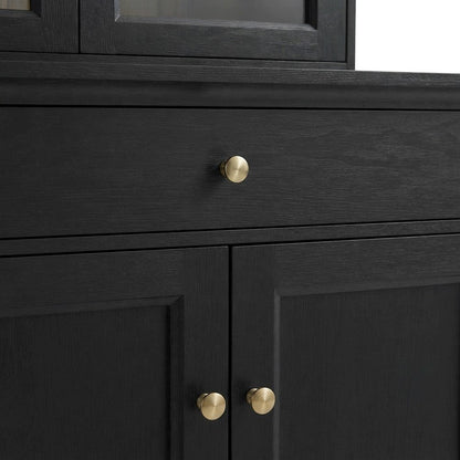 Tall Storage Display Cabinet with Glass Doors, Adjustable Shelves and Drawers