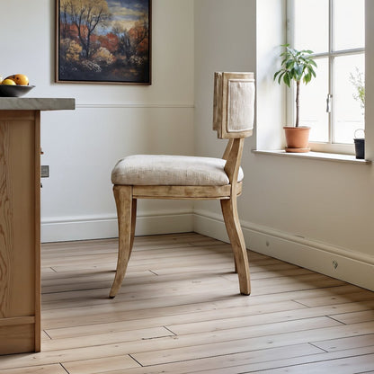 Set of 2 Beige Modern Dining Chairs with Rubberwood and Solid Wood Frame