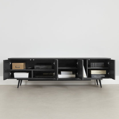 Mezzy TV Stand with Doors, Black Oak