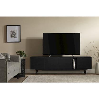 Mezzy TV Stand with Doors, Black Oak