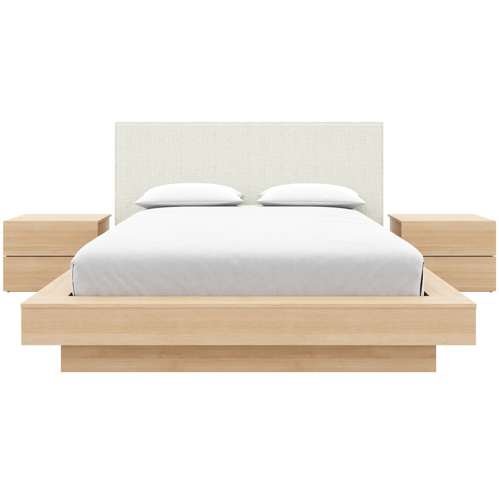 Julian 4-Piece Upholstered Bedroom Set In Blonde Oak and Mist Grey