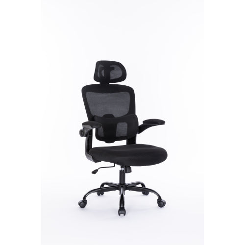 Ergonomic Mesh Office Chair with 3D Adjustable Lumbar Support, High Back Desk Chair with Flip-up Arms, Executive Computer Chair Home Office Task Swivel Rolling Chairs for Adults