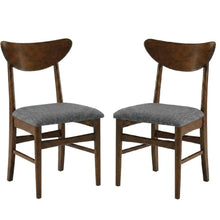 Wood Dining Chairs with Upholstered Seats and Curved Backrest, Set of 2