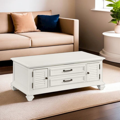 Soft White Lift-Top Coffee Table with MDF and Rubberwood for Living Rooms