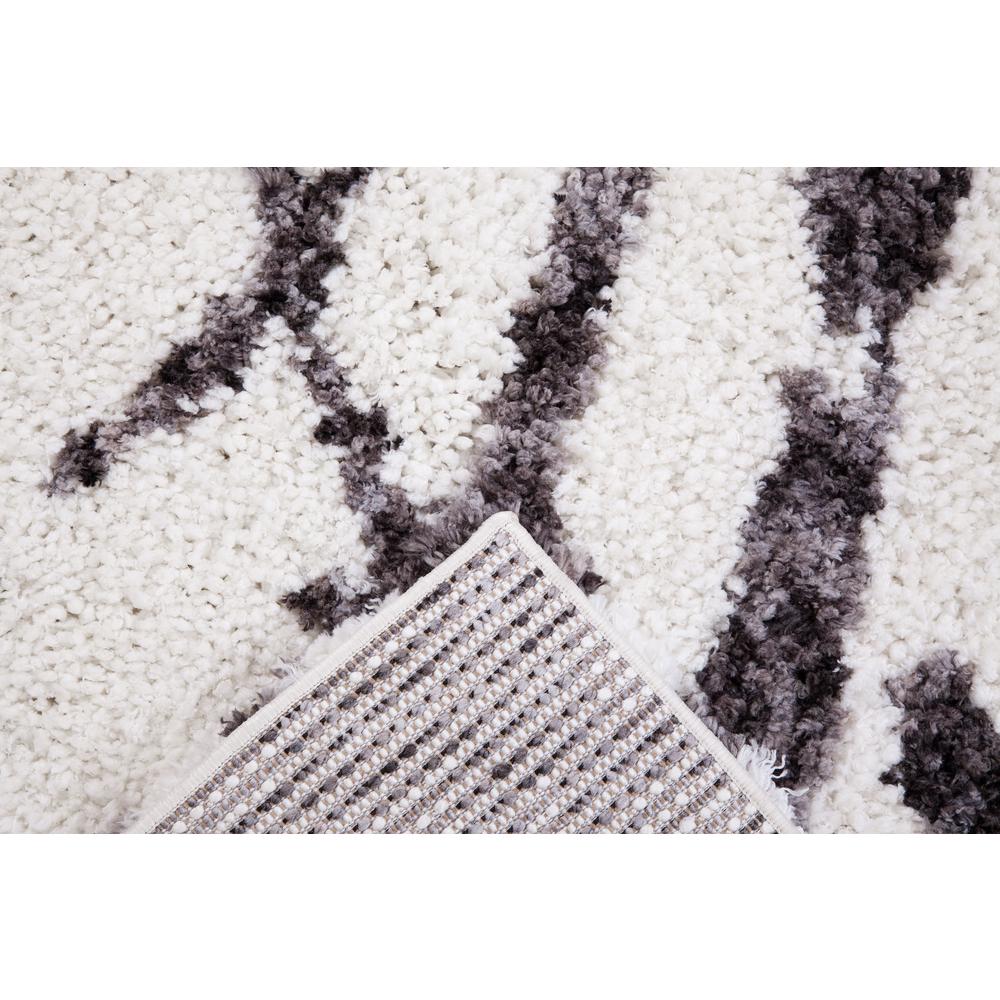 Oasis Juno White and Dark Gray Polyester Area Rug, 5'3 x 7'6"