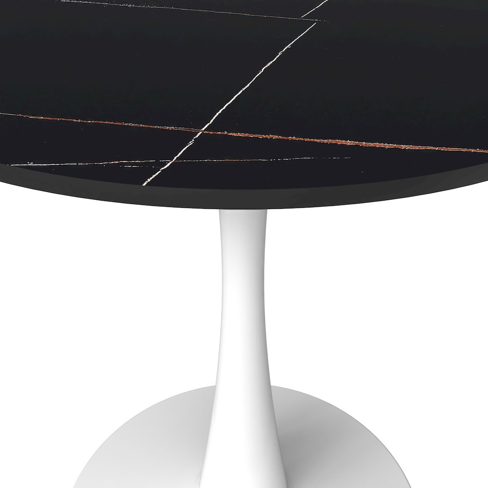 Bristol 24 round dining table White base with Black Sintered stone Top