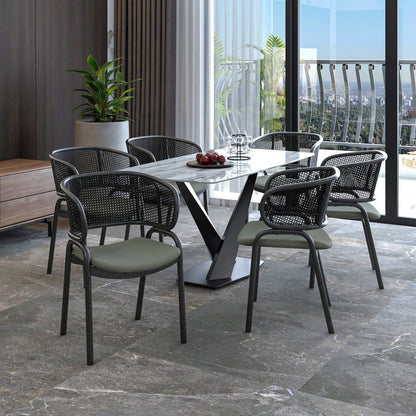 Ervilla Dining Armchair in Black Steel Frame Set of 4