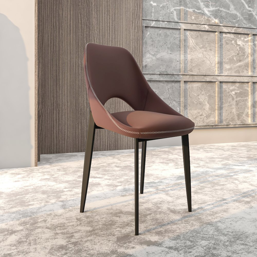 Amalfi Collection Fabric Modern Dining Chair in Plum Purple