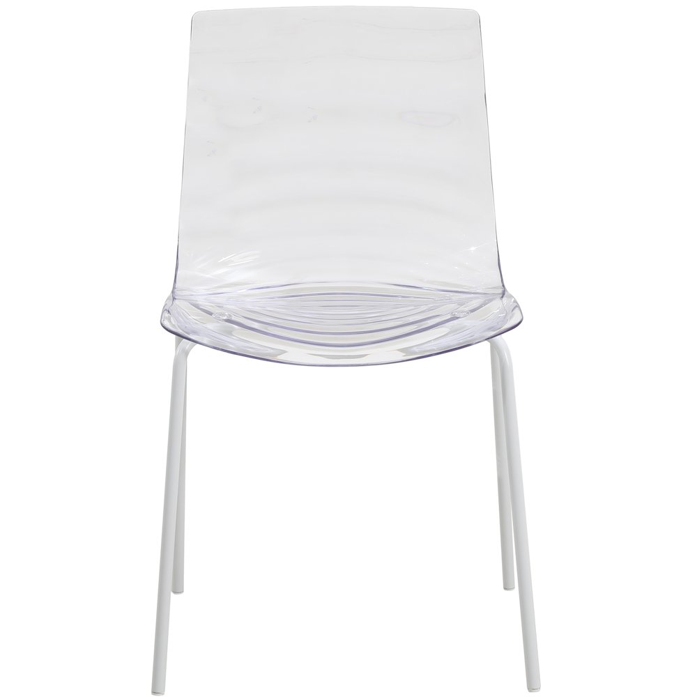 Astor Water Ripple Design Dining Chair in White Base Clear Seat Set of 4
