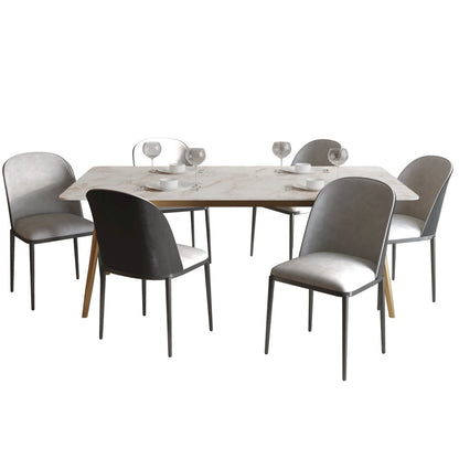 Zayle 7-Piece Dining Set with 55" Rectangular Dining Table in Black/Light Grey
