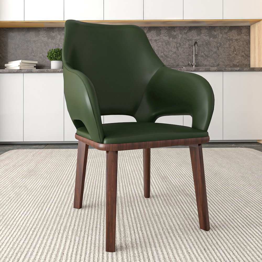 Vivara Collection Modern Dining Chair in Dark Green Set of 2