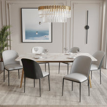 Zayle 7-Piece Dining Set with 55" Dining Table in Black/Platinum Blue