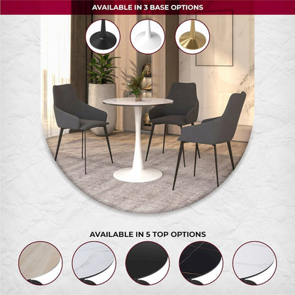 Bristol Series Dining Table White Base With White Stone 24" Round Top