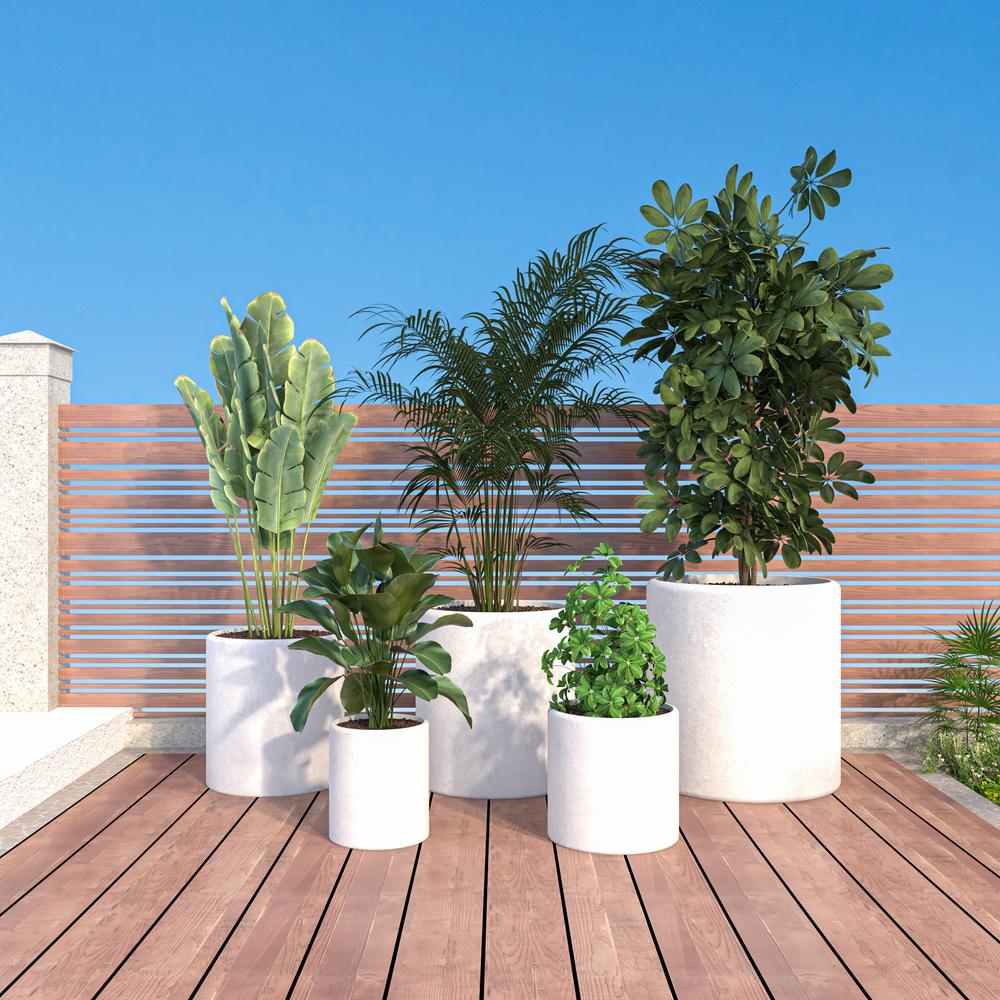 Tundra Series Poly Stone Planter Set in White