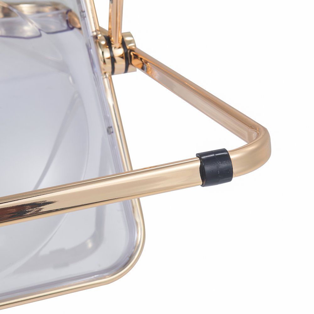 Lawrence Acrylic Folding Chair With Gold Metal Frame, Set of 4