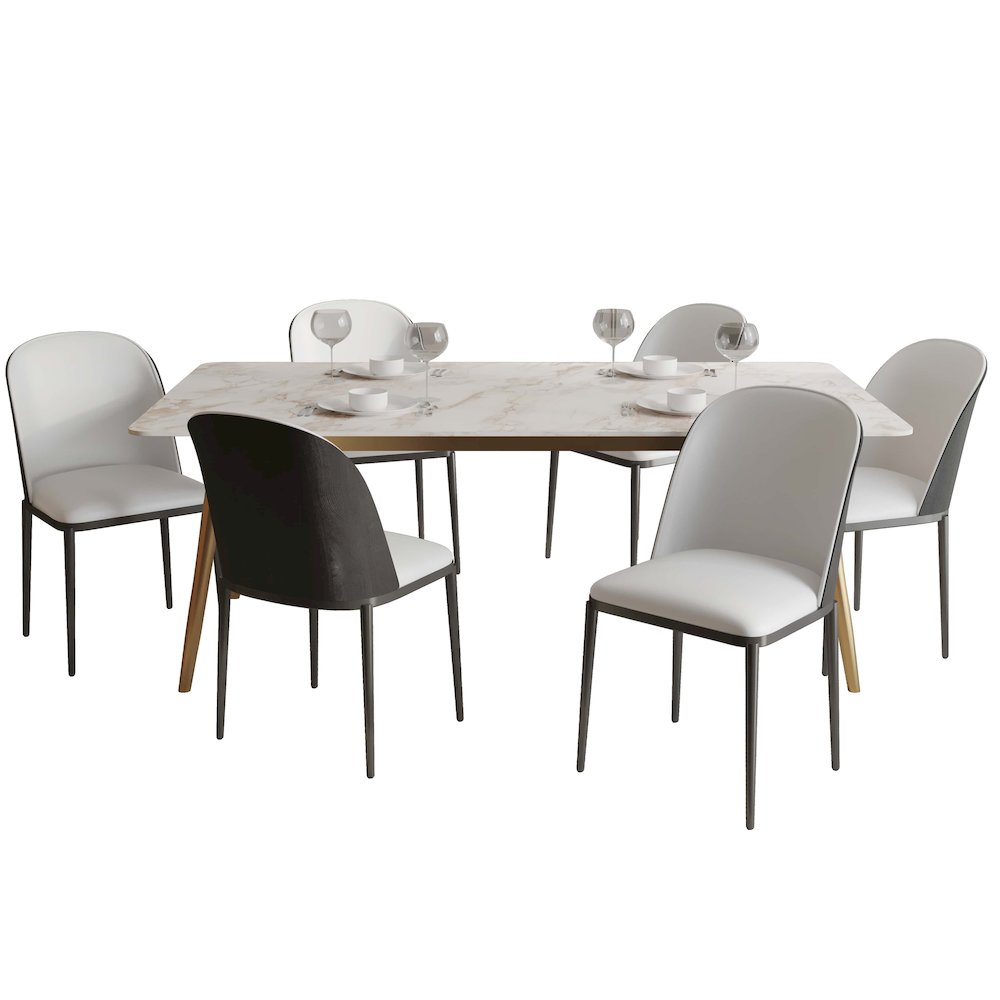 Zayle 7-Piece Dining Set with 55" Rectangular Dining Table in Black/White