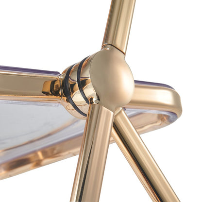 Lawrence Acrylic Folding Chair With Gold Metal Frame, Set of 4