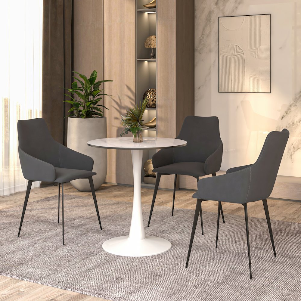 Bristol Series Dining Table White Base With White Stone 24" Round Top