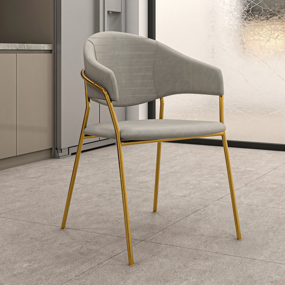 Bella Collection Modern Dining Chair in Light Grey Set of 2