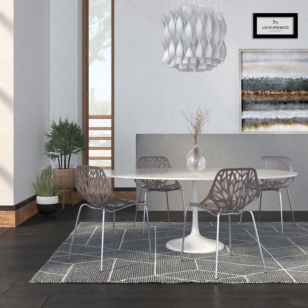 Modern Asbury Dining Chair w/ Chromed Legs, Set of 4